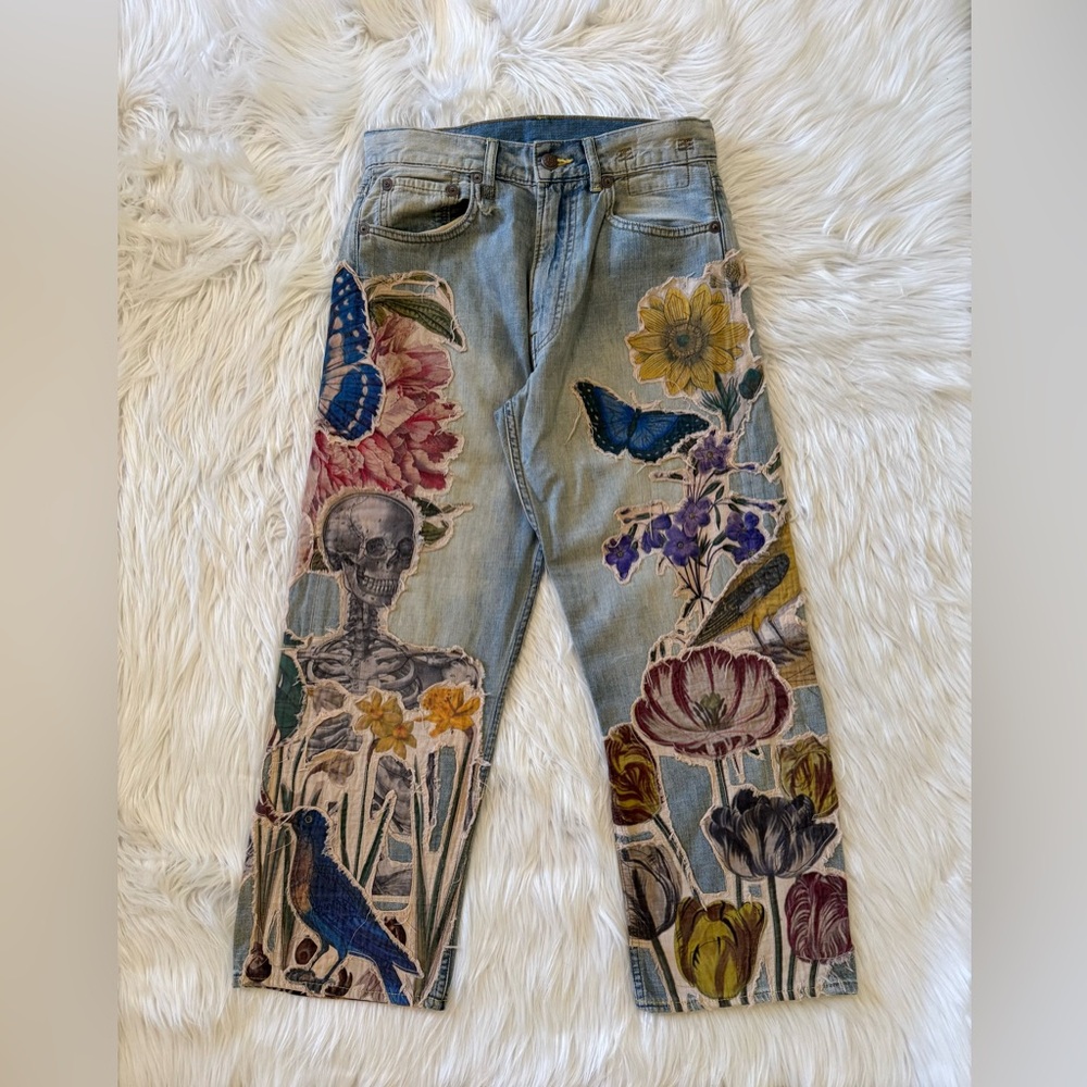 R13 Articulated Knee Cropped Denim Jeans 24 - Picture 1 of 9